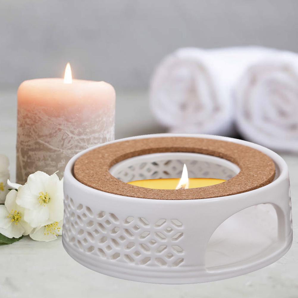 Tekannevarmer Porselen Tevarmer uten Elektrisitet Stearinlys Oppvarming Hvit Tekannevarmer Vinter