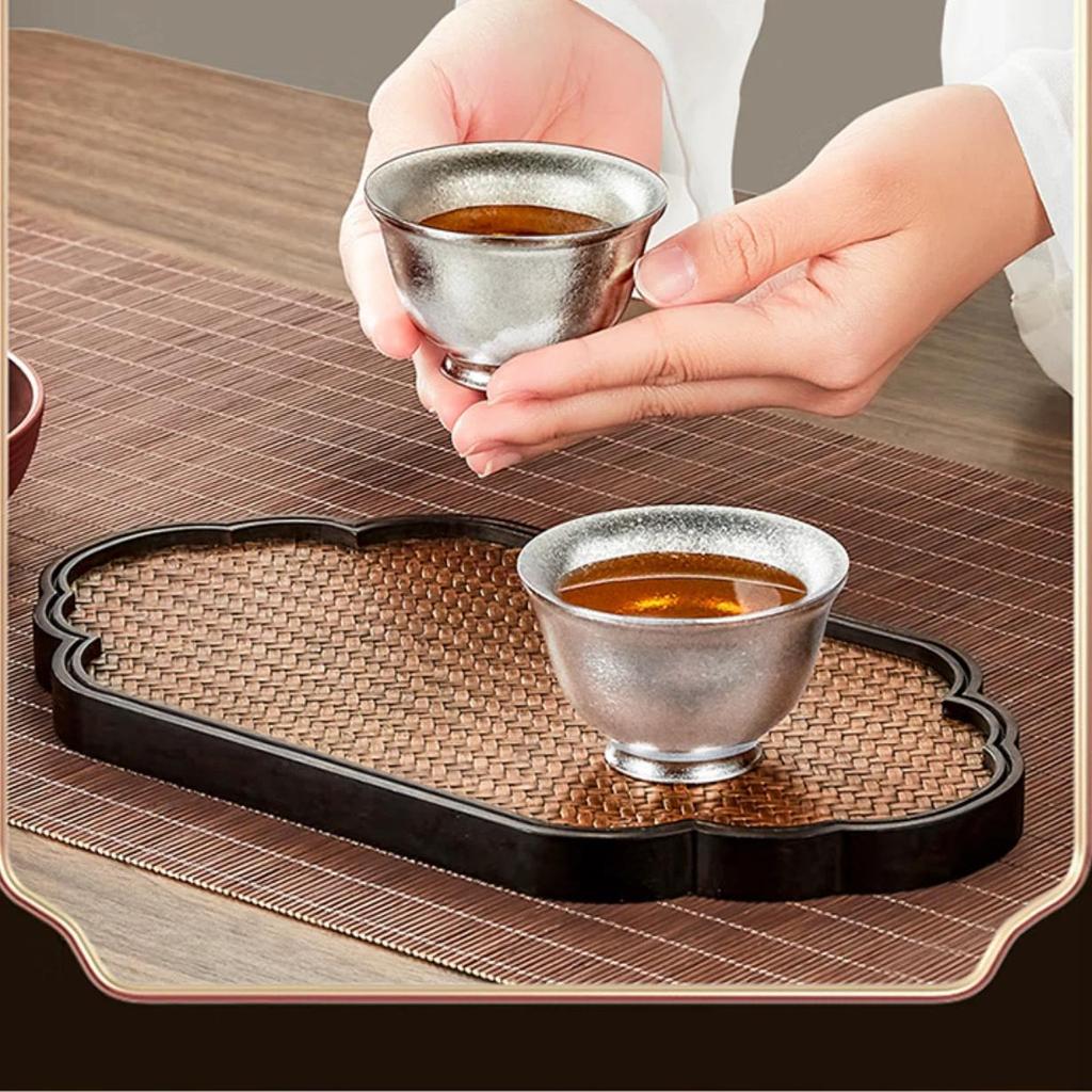 KAMJOVE Pure Titanium Double-Layer Anti-Scald Small Tea Cup Tasting Cup Master Tea Cup Kung Fu Tea Cup Home Use