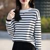 Striped Sweater Women's Fall-winter Round-neck Loose-fitting Casual Base Layer Sweater Women's Blouse