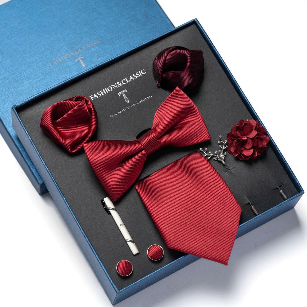 8-Piece Men's High-Grade Tie Set with Gift Box for Weddings and Formal Events