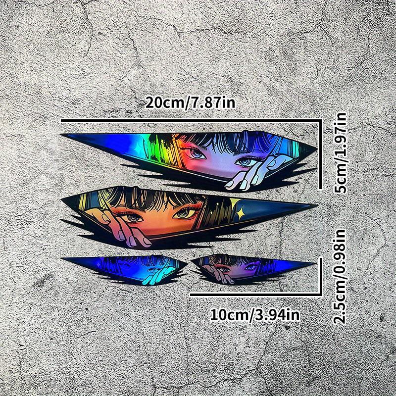 4Pcs 2D Anime Girl Eye Stickers for Cars & Motorcycles