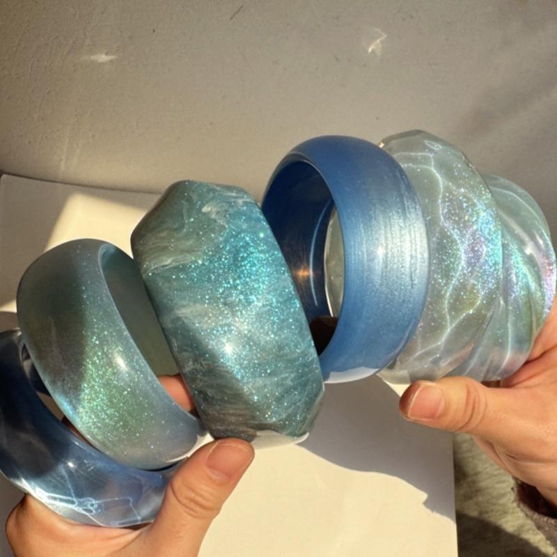 Resin Bangle Bracelets Wide Round Bangle Sparkling Jewelry Artistic Fashion Accessory Suitable for Fashion Women Present
