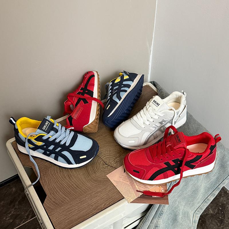 Retro Color Matching Platform German Training Shoes Ballet 2025 New Mesh Breathable Comfortable Light Casual Forrest Gump Shoes