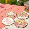 Easter Table Decor 4PCS Flower Coasters Set, Thick Cork Base Non-Slip Heat Resistant Drink Cute Animal Print Coasters, Floral Decorative for