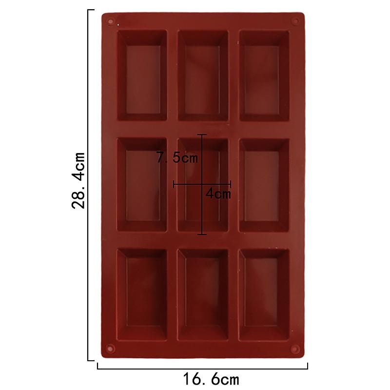 Molde de silicona para pasteles con 9 cavidades, forma de ladrillo, para galletas, chocolate, bandeja para hornear, repostería, postres y más.
