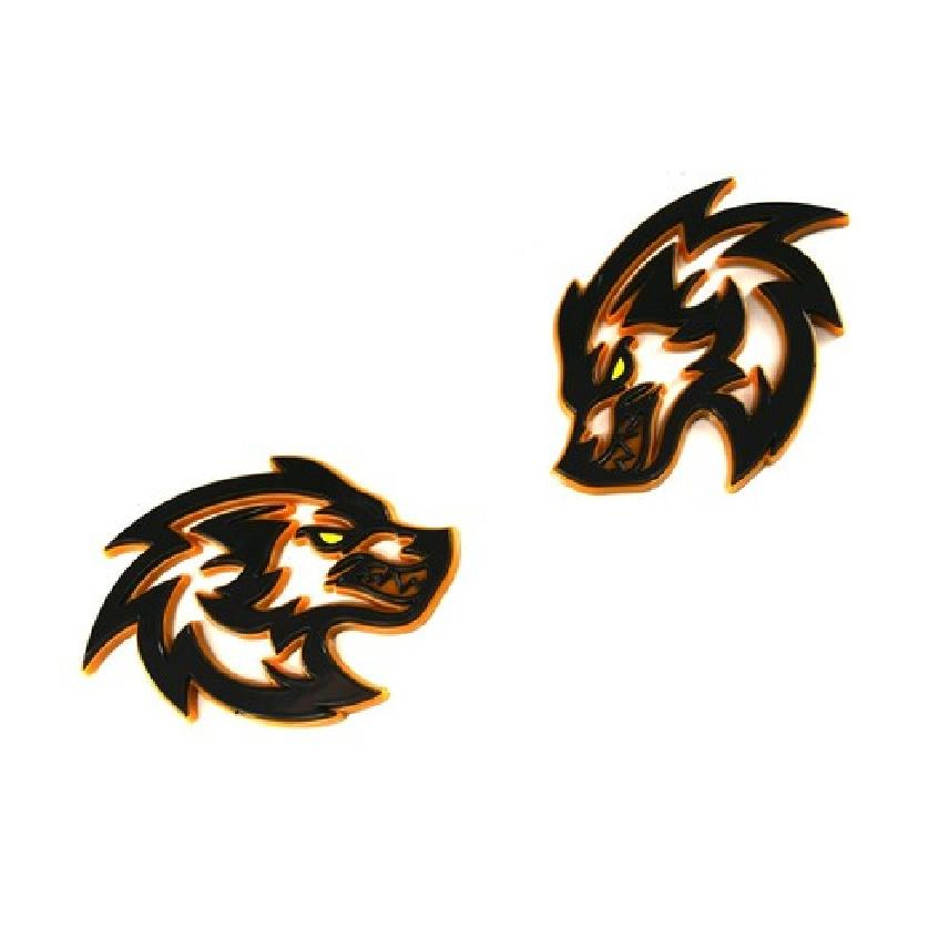 Pair Wolf Car Emblem Badges Car Door Side Sport Sticker  Glossy