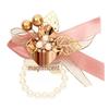 Bridesmaid Pink Rose Corsage Bracelet - Wedding Flower Accessory