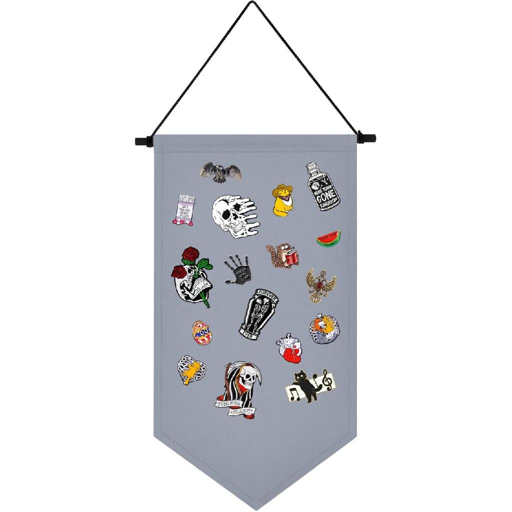 Wall Hanging Brooch Jewelry Storage Case Canvas Display Stand Enamel Pin Display Banner Holder Earrings Necklace Glitter Pin Collection Organizer