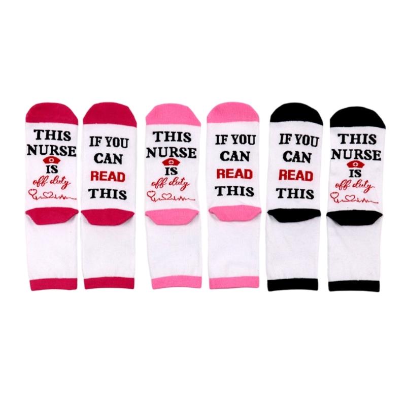 1 Pair Nurse Socks Novelty If You Can Read This Offduty Letters Jacquard Designs Comfortable Breathable Cotton Socks