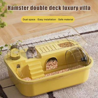 Hamster Cage Transparent Hamsters Habitats Acrylic Small Animal Playhouse with Wheel