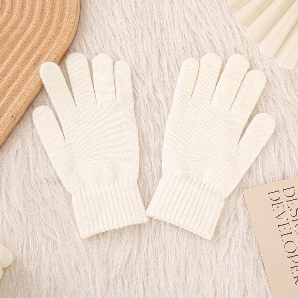 Touchscreen Solid Color Plus Velvet Gloves - Open Five-Finger Hand-Knitted Winter Warmth for Men and Women