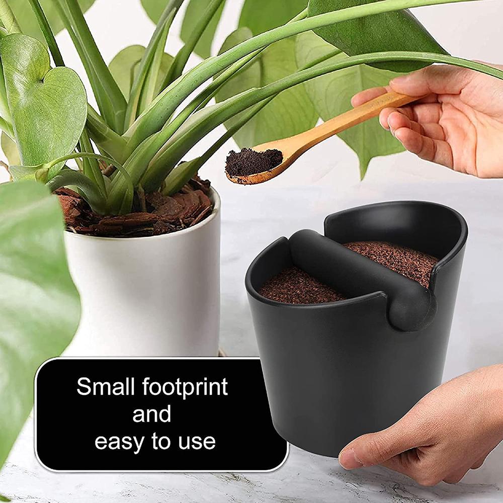 Espresso Coffee Knock Box for Grounds with Removable Shock-Absorbent Knock Bar and Anti-Slip Base, Coffee Knock Box Container, Black
