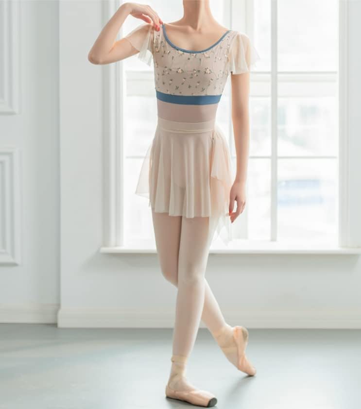 ProDance Pink Embroidered Ballet Leotard with Ruffled PLHA013M Sleeves, (M)