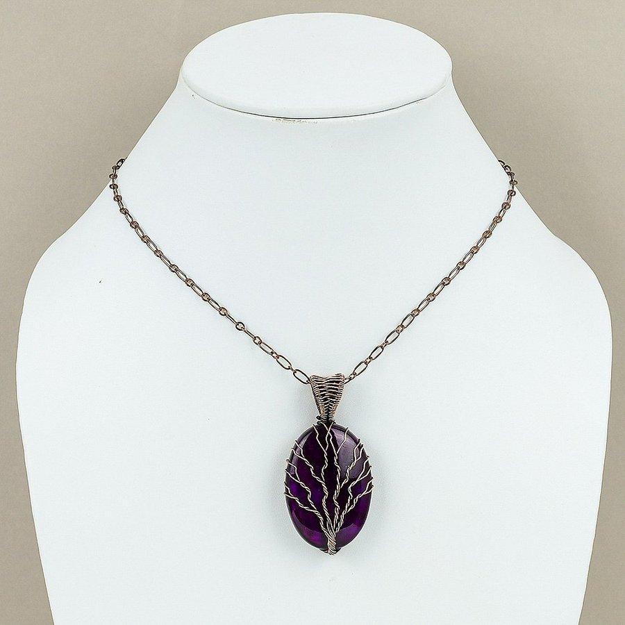 Natural Purple Labradorite Gemstone Copper Wire Wrap Gift Pendant 2.17" H6u25