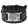 Punk Men Wolf Head Bracelet Adjustable Leather Wristband Wide Bangle Friendship Jewelry for Men Stylish Accessory