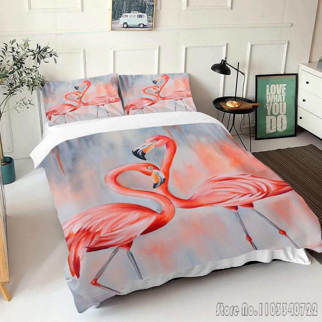 Comforter Flamingo Cartoon Love Child Hd Comforter Bedclothes For Kids Bedding Sets Bedroom Decor