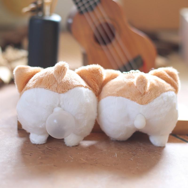 Cute Corgi Butt Plush Keychain With Soft Short Pile For Bag Decoration
