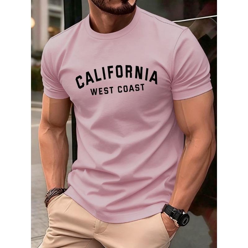 California Weat Coast Print Tee Shirts For Man Cotton O-Neck T Shirt Sport All-Match Top Summer Male New Loose Short Sleeve