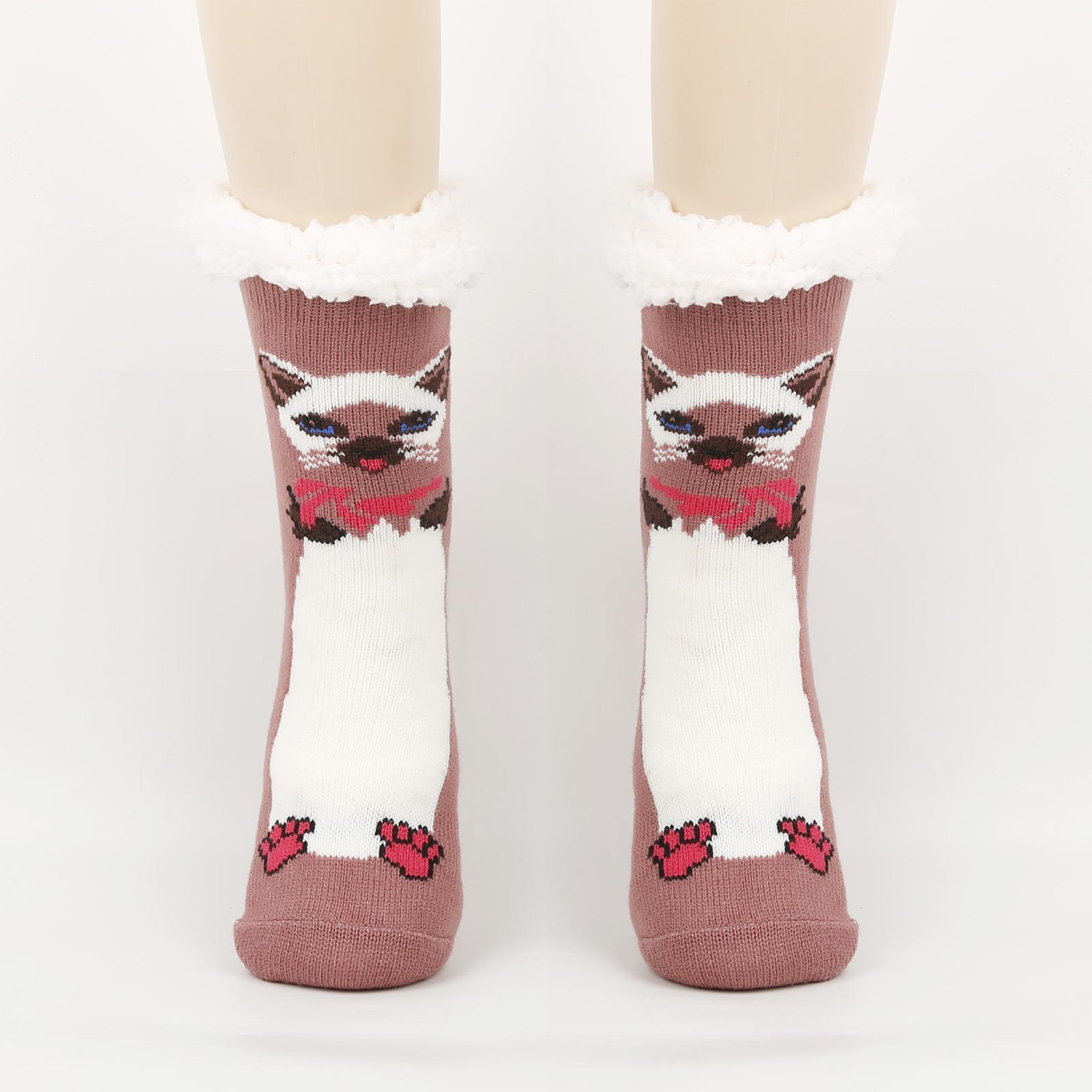 

Women s Foot Covering Warm And Velvet Socks Cute Sleep Socks Home Mid Tube Floor Socks One Size розовый