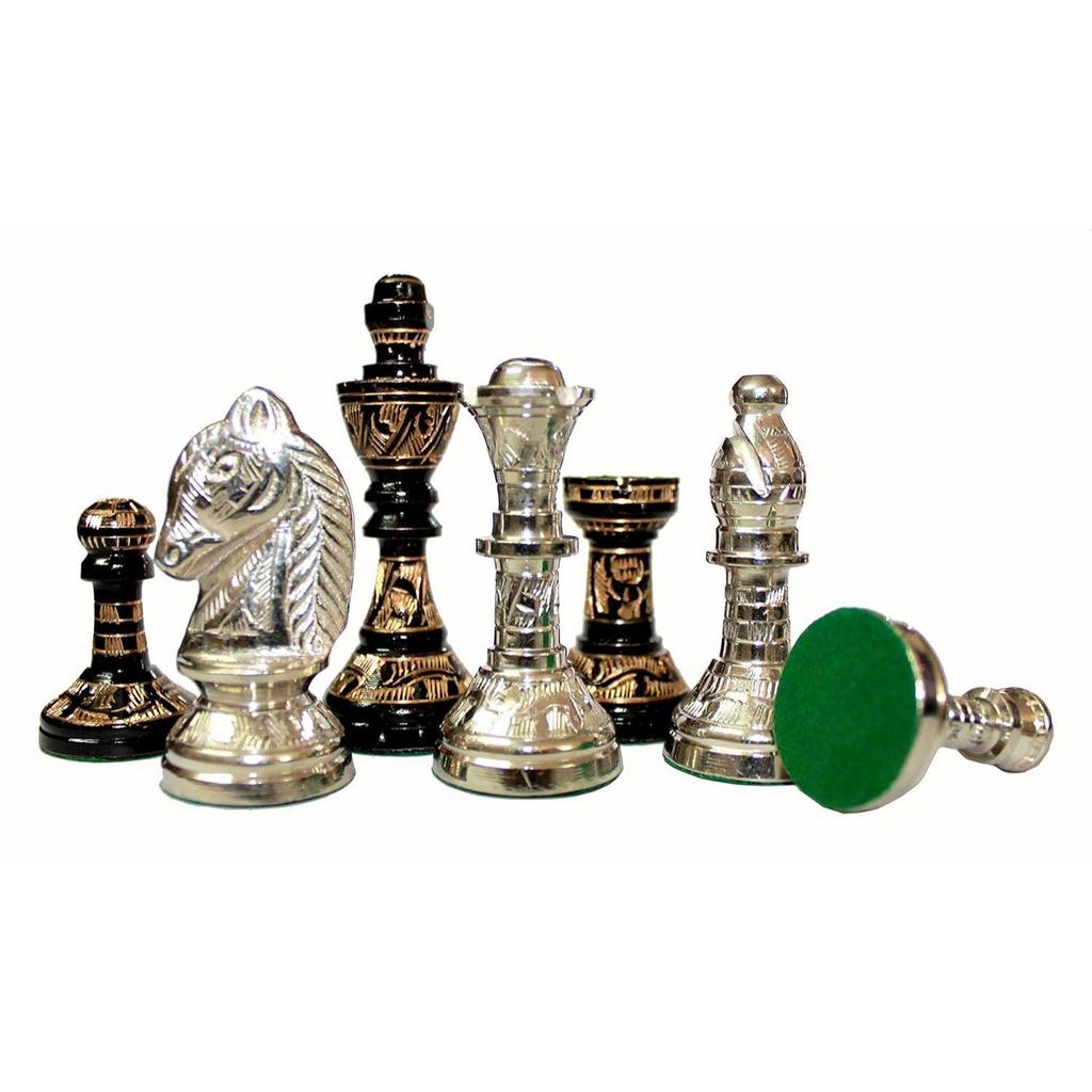 Collectible Complete Brass Chess Game Board Set With 100% Brass Chess Pieces Chessman Coins Pawns,for Adult