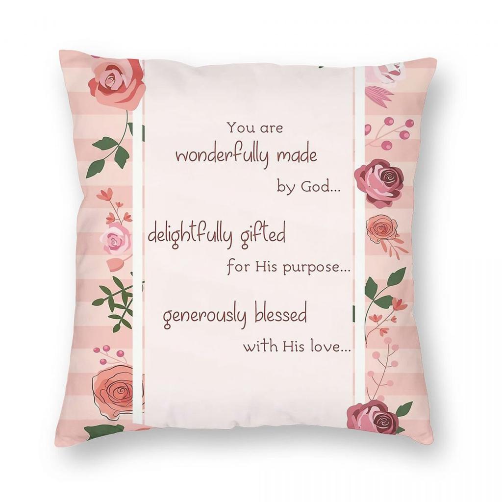 Bible Verse Christian Quote Square Pillowcase Polyester Linen Velvet Pattern Zip Decor Throw Pillow Case Sofa Cushion Cover