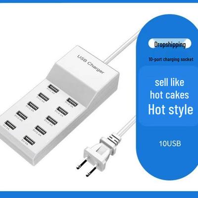 10-Port USB-Steckdosenleiste: Mehrport Smart Schnellladegerät 5V 2A Universelles Handy-Ladegerät