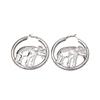 Stylish European-American Elephant Hollow Metal Earrings