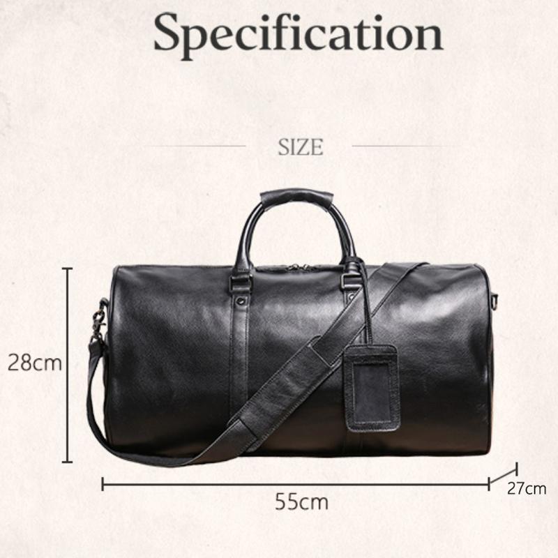 Geantă de călătorie pentru bărbați, din piele naturală, ocazională, geantă pentru bagaje de mână, geantă de fitness de mare capacitate, buzunar pentru pantofi pentru laptop de 18 inchi