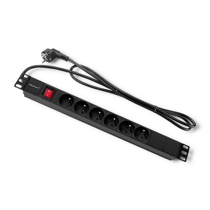 Qoltec PDU power strip for 19'' RACK | 1U | 16A | 6xSCHUKO | 2m