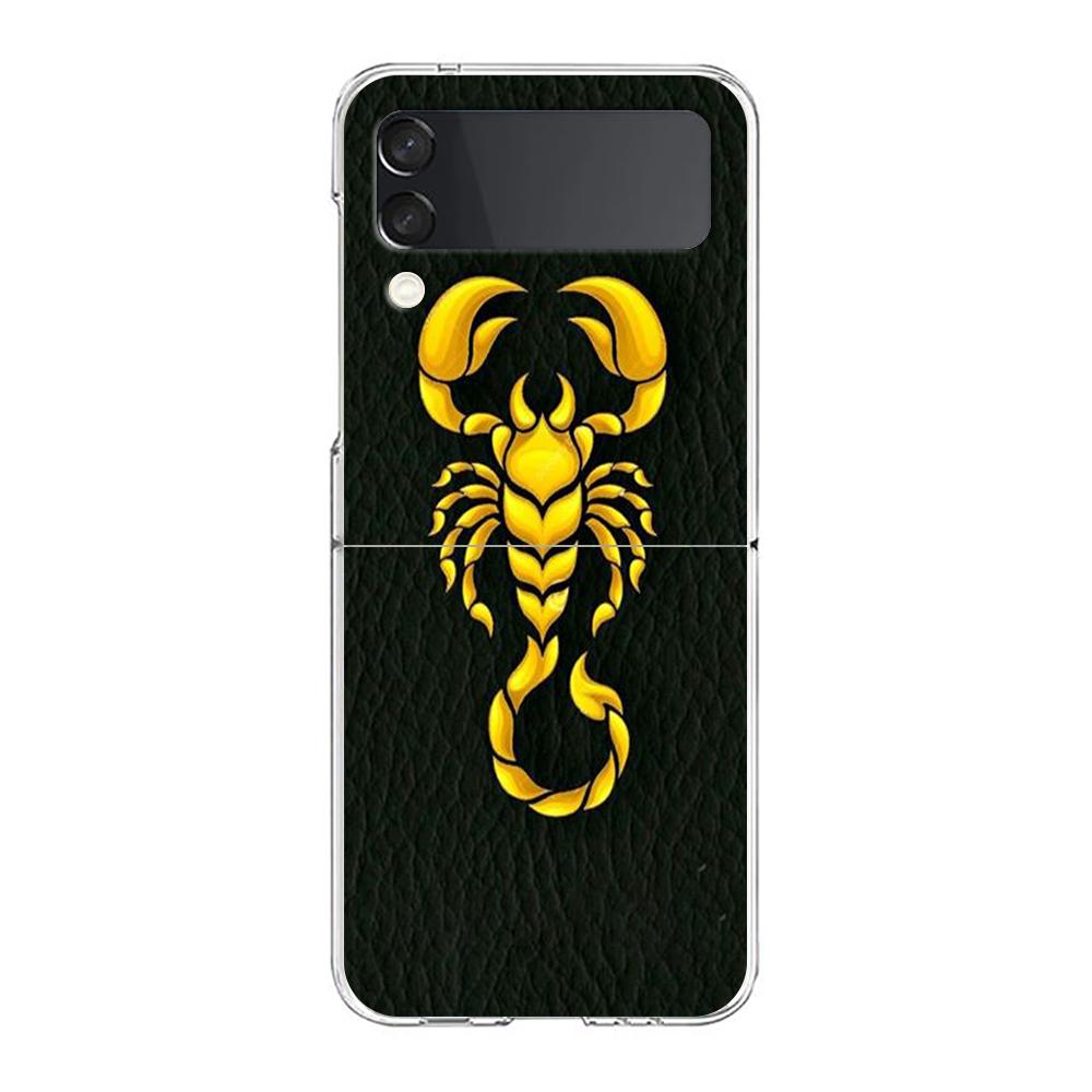 Phone Cover For Samsung Galaxy Z Flip 6 5 4 Case Transparent For Samsung Z Flip 3 Hard PC Foldable Shell Cartoon Scorpion Capas