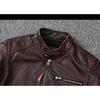 Chinesische Größe Vintage braun Mantel klassische Biker Stil kurze schlanke echte Lederjacke Männer Casual Ledermantel Herbst