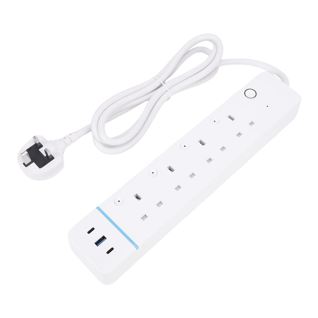 Smart strømskinne for APP WiFi Smartplugg Strømskinne med 4 individuelt kontrollerte uttak og 3 USB-porter for hjemmet