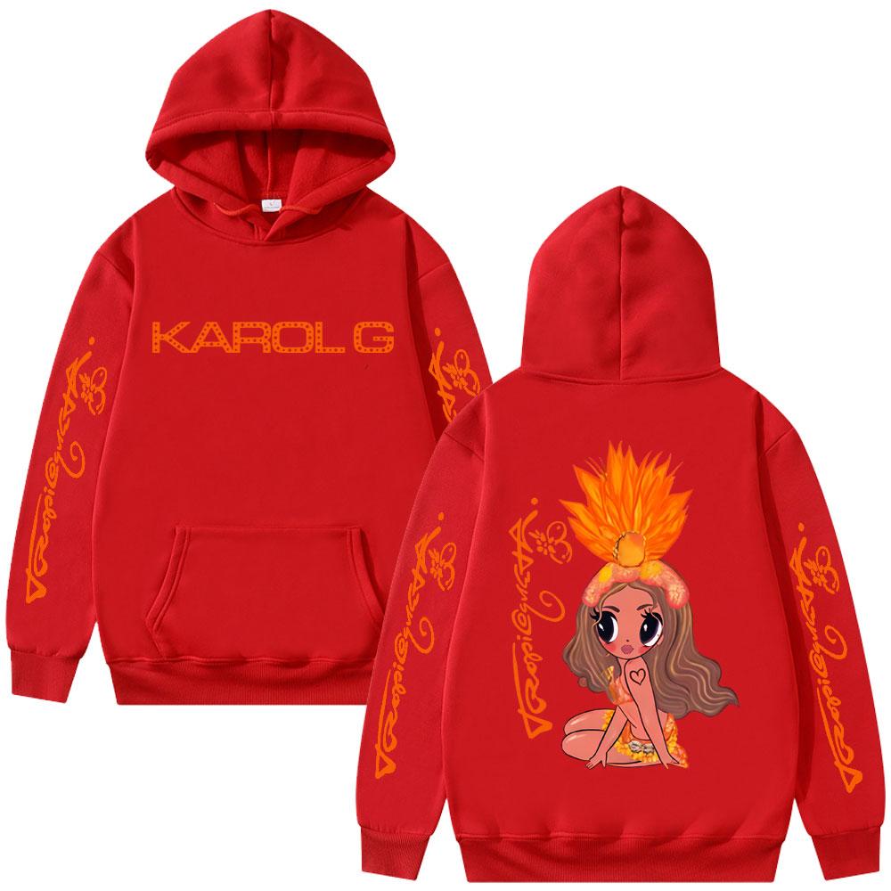Karol G Tropicoqueta Hoodie Men Women Fashion Pop Music Sweatshirt Unisex Casual Fleece Oversized Hoodies Pullover