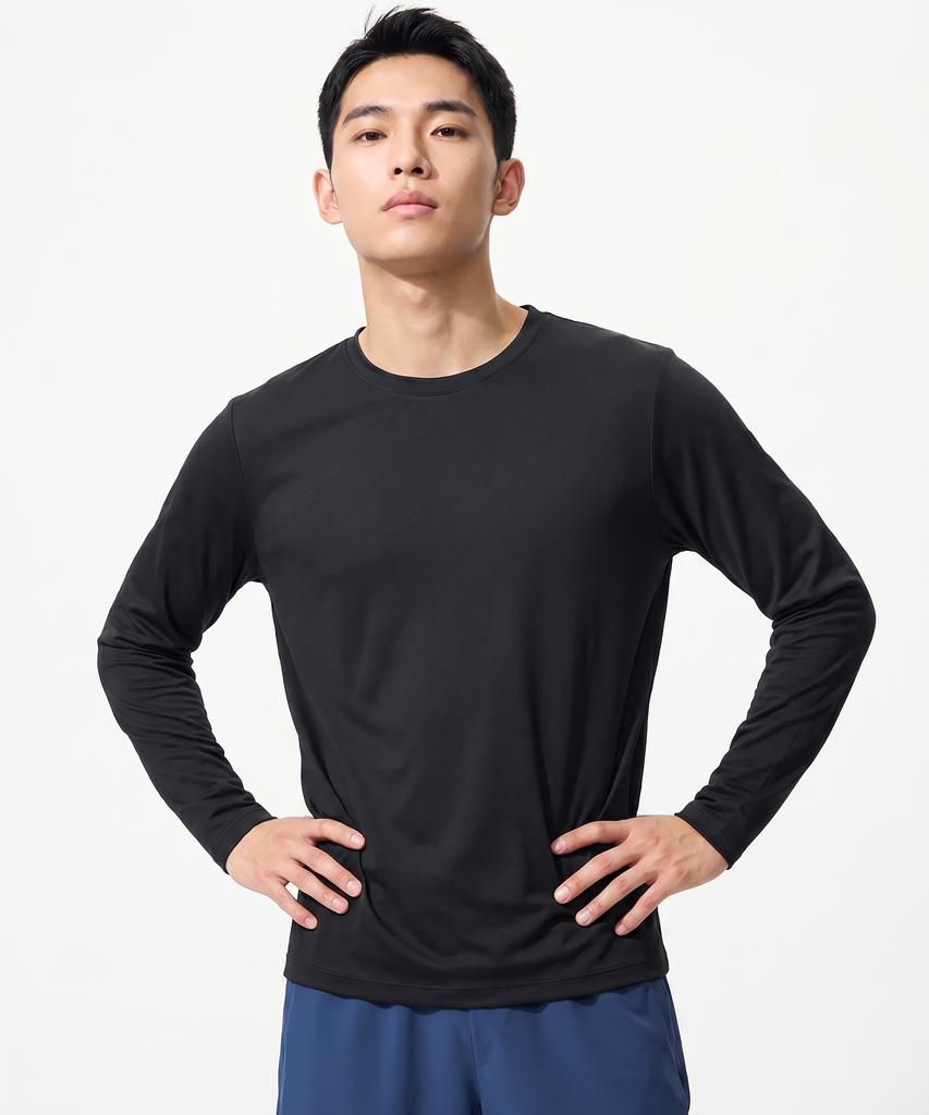 BASIC HOUSE Cool Functional Air Dry Regular Fit Long Sleeve Tee Black Lzts3116