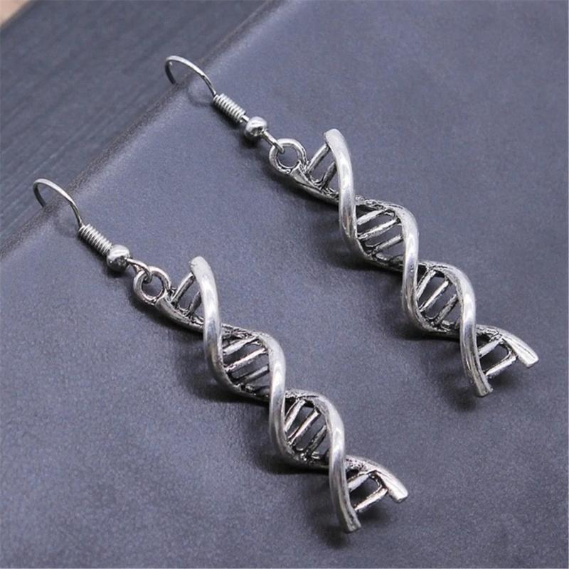 Elegant DNA Double Helix Earrings Ear Hooks Inspired From Science For Women Students And Teachers In Copper Materials