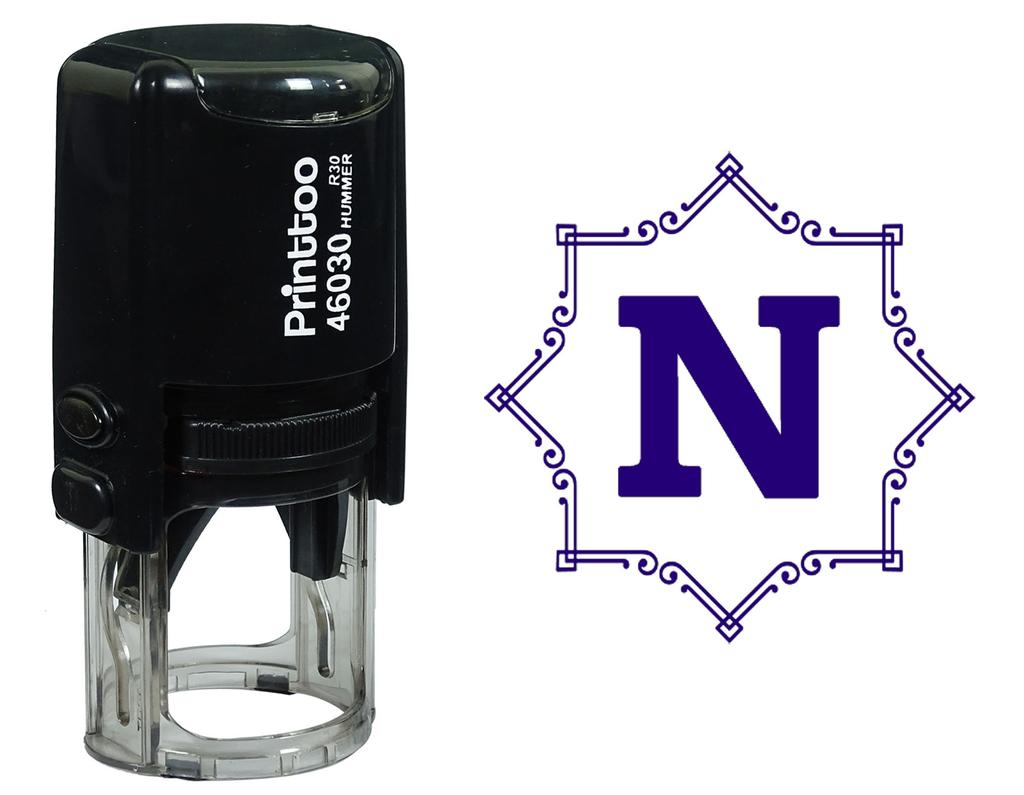 Printtoo Octagon Celtic Swirl Frame Alphabet N Monogram Self Inking Rubber Stamp Office