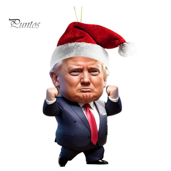 Trump Ozdoba Świąteczna 2D Akrylowy Wisiorek do Lustra Wstecznego w Samochodzie Kreskówkowy Trump Ozdoba na Choinkę na Plecak Drzwi