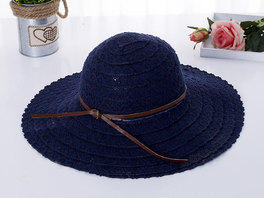 Summer Foldable Cotton Beach Bow Sun Hats For Women Fashion Floppy Elegant Beach Visor Hat Ladies Lace Hollow Straw Hat