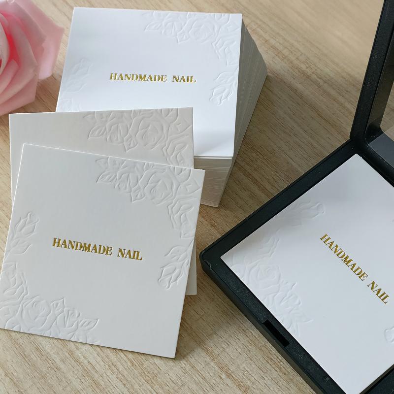 20 Sheets/Bag Press On Nails Packaging Bottom Cards Rose Embossing 75X75Mm Handmade False Nail Display Show Card Manicure Tools