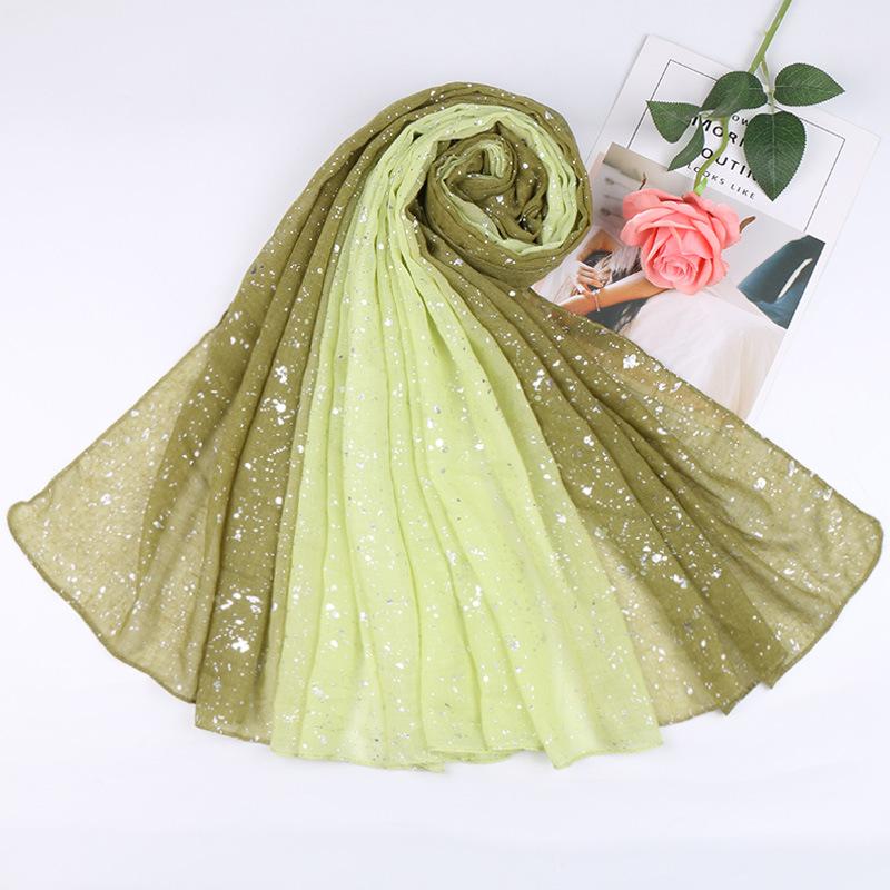 Fashion Ombre Two-tone Glitter Gradient Viscose Shawl Scarf Women Shimmer Bling Wrap Pashmina Stole Bufandas Muslim Hijab Snood