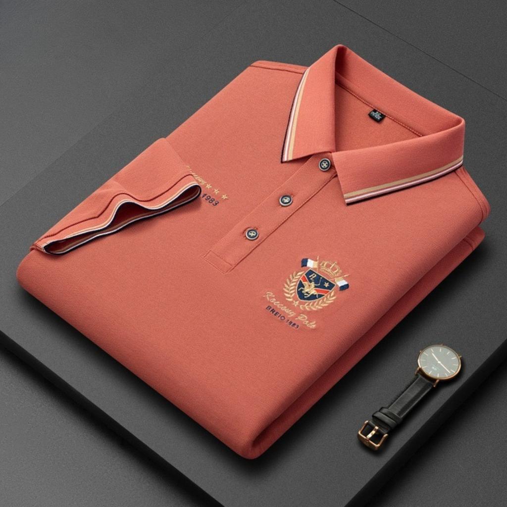 Trend Hub Polo pentru bărbați, casual, cu mânecă scurtă, brodat, la modă, culoare solidă