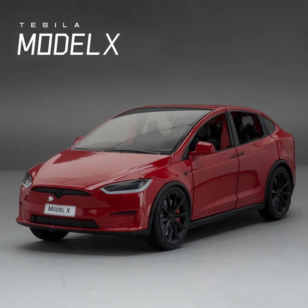 

1:24 T Model X Tesla Model 3 Alloy Die Cast Toy Car Model Sound and Light Children s Toy Collectibles Birthday gift