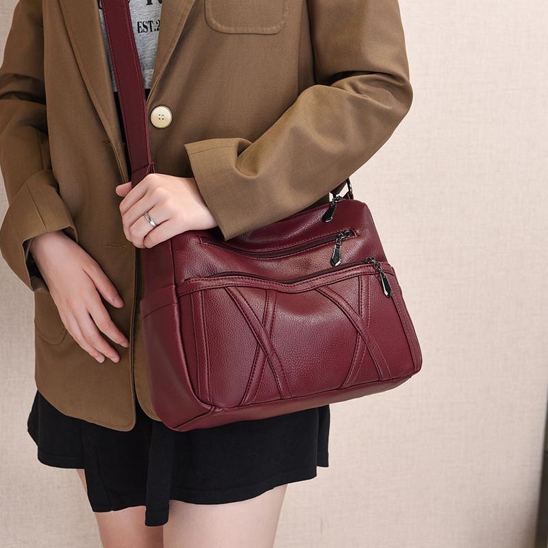 Stylish Soft Pu Leather Multi-layer Shoulder Crossbody Bag For Women With Spacious Capacity