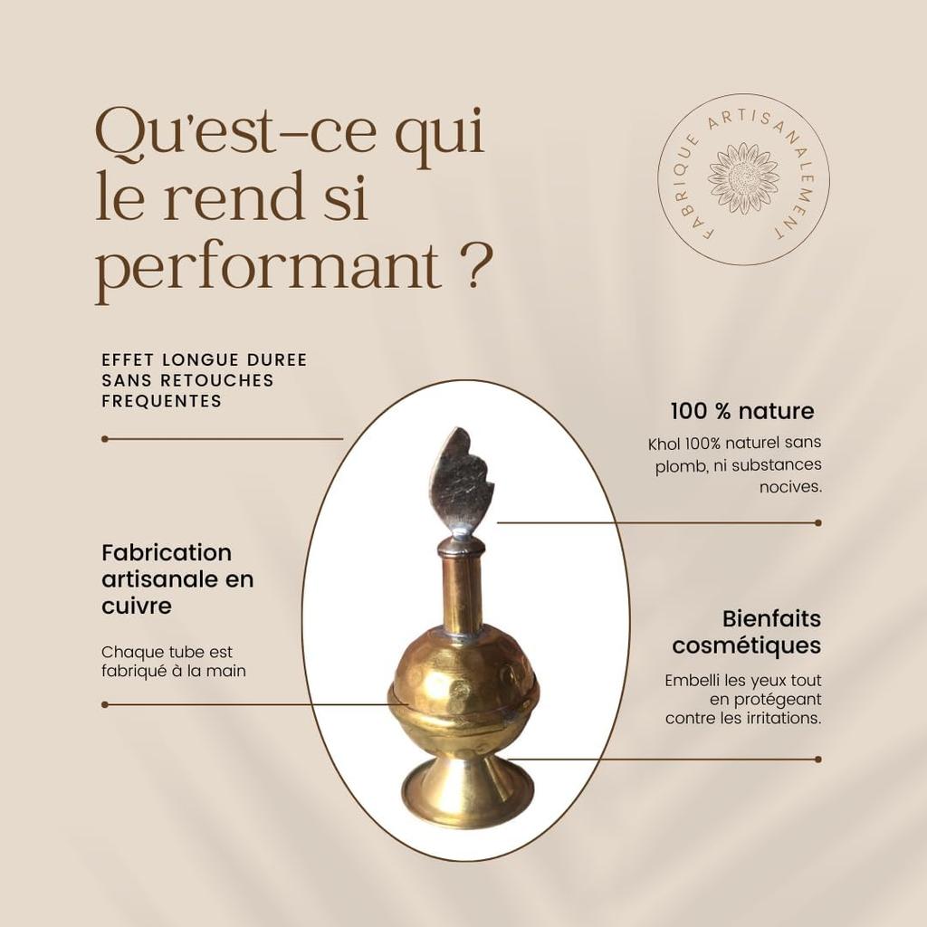 Naturlig handgjord kopparkohl med applikator tillverkad i Marocko: Mirwed Traditional Hypoallergenic och blyfri eyeliner