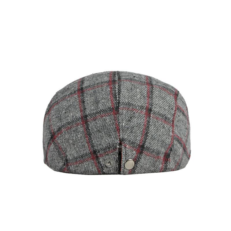 Autumn Winter Thickened Beret Men British Plaid Retro Cap Wool Flat Cap Painters Hats Driver Ivy Hat