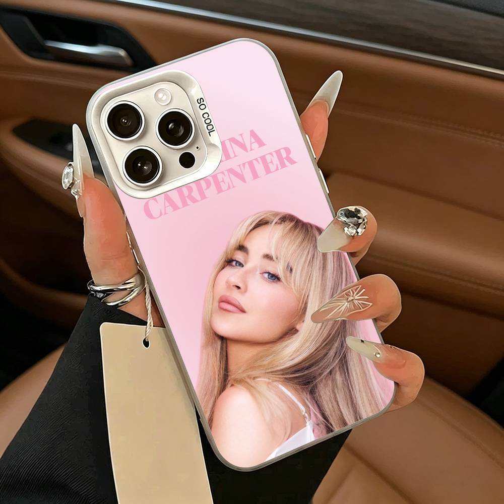 Coque de téléphone Singer S-Sabrina C-Carpenter Pour iPhone 17,16,15,14,13,12,11 Plus,Pro Max,XS,Blanc Argenté coque de téléphone
