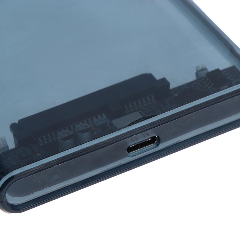Usb Type C 2.5 Inch External Storage Case Sata To Usb 5Gbps Hdd Ssd Case Transparent Hard Drive Enclosure Support For Pc Laptops