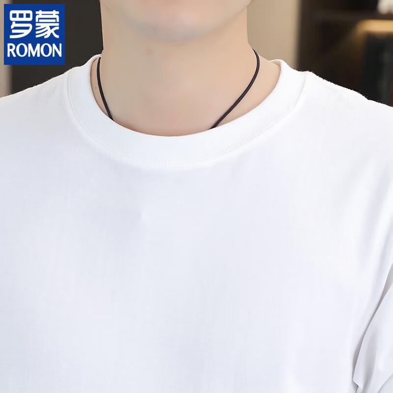 Romon Men's Pure Cotton Long-Sleeve Crewneck T-Shirt