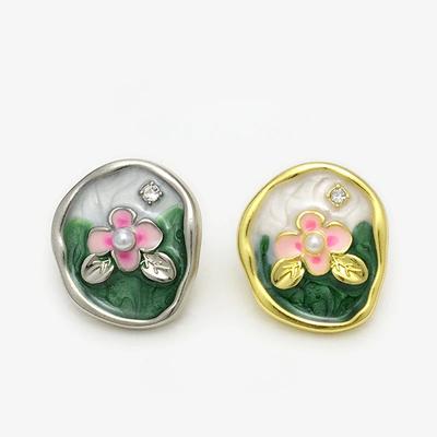 5pcs Creative Lotus Buttons Chinese Traditional Lotus Shape Metal Shank Buttons Apparel Decorative Buttons