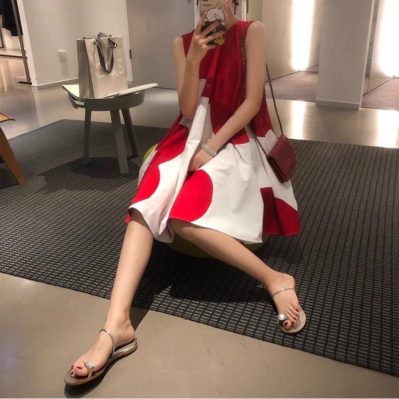 

New sleeveless red dress design sense niche small tutu skirt French skirt women s summer tide M красный